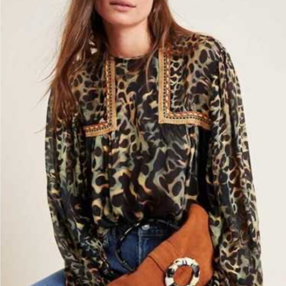 Bl^Nk London Tops - Anthro Blnk London Leopard Print Long Sleeve Women's Top